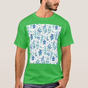 Camiseta Patrón acuarela Flores azules Floral