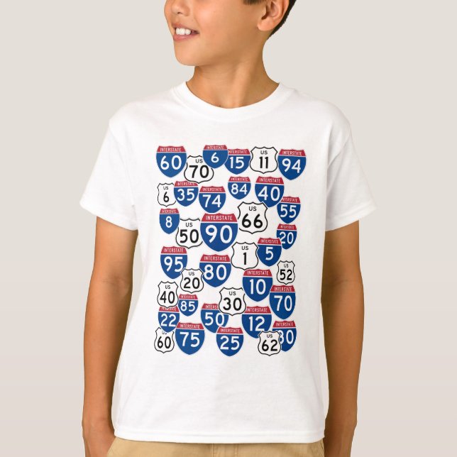 Camiseta Patrón aleatorio de Rótulos de autopistas estadoun (Anverso)