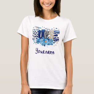 Camiseta Patrón animal purpurinoso audaz de enfermería azul