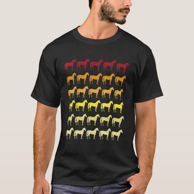 Camiseta Patrón animal retro de caballo (Anverso)