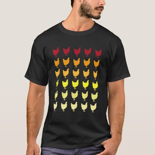 Camiseta Patrón Animal Retro de Pollo (Anverso)