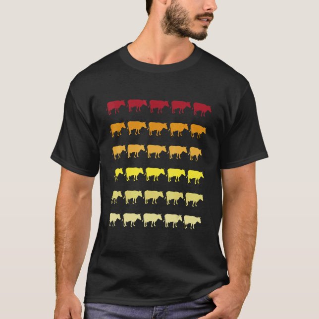 Camiseta Patrón animal retro de vaca (Anverso)