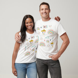 Camiseta Patrón arcoíris boho