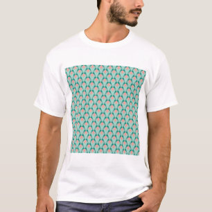Camiseta Patrón Art Déco Rosa Melocotón Yukka y Verde