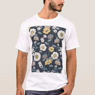Camiseta Patrón artístico floral, sin fisuras.