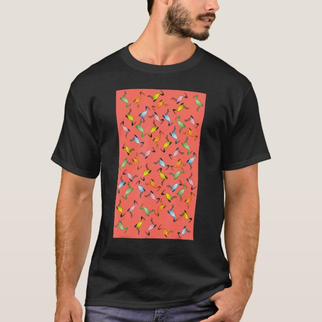 Camiseta Patrón australiano multicolor de pollo en naranja (Anverso)