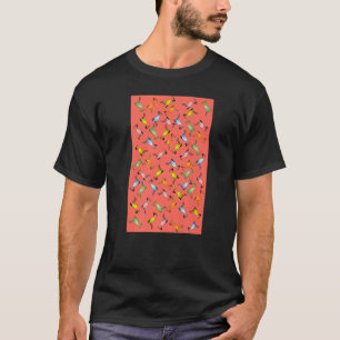 Camiseta Patrón australiano multicolor de pollo en naranja