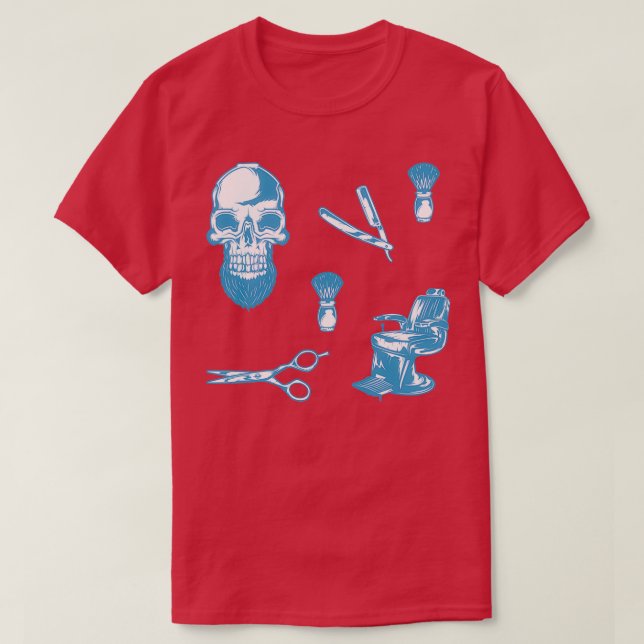 Camiseta Patrón azul de barbería (Diseño del anverso)