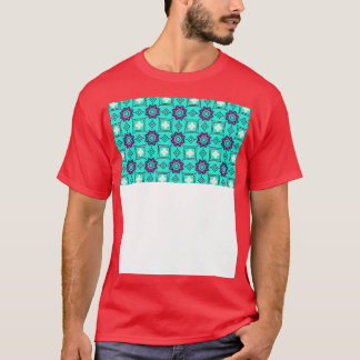 Camiseta patrón azul de mosaico retro