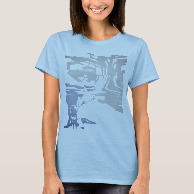 Camiseta Patrón azul de pizarra gris de la playa tropical e (Anverso)