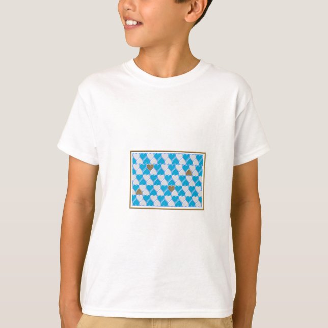 Camiseta Patrón bávaro azul y blanco. (Anverso)