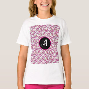 Camiseta Patrón Botánico de Enredadera Rosa   Floral Elegan