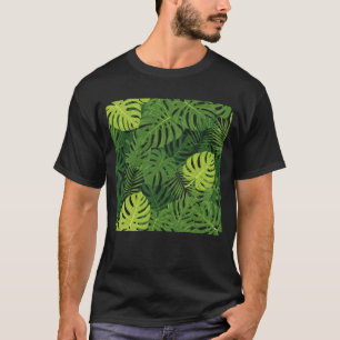 Camiseta Patrón Botánico de Hoja de Monstera Tropical Gráfi