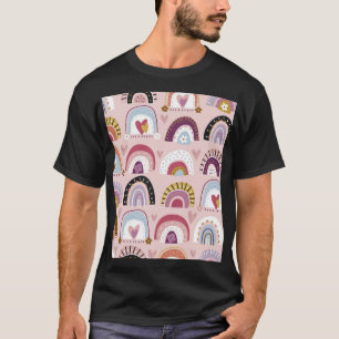 Camiseta Patrón cardíaco de arcos de lluvia infantil
