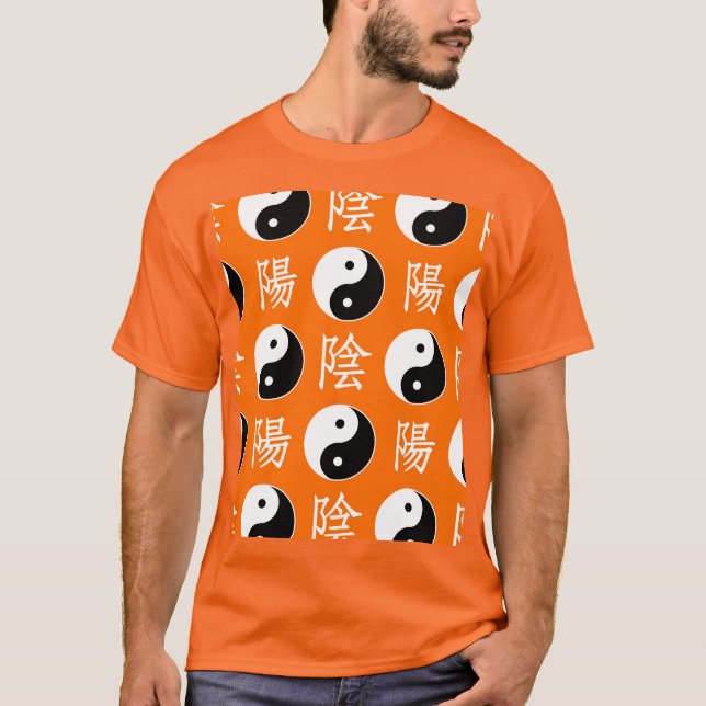 Camiseta Patrón chino de Yin Yang naranja (Anverso)
