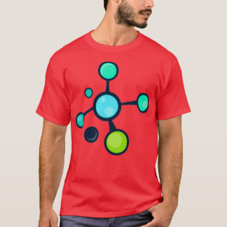 Camiseta Patrón científico de moléculas verdes azules