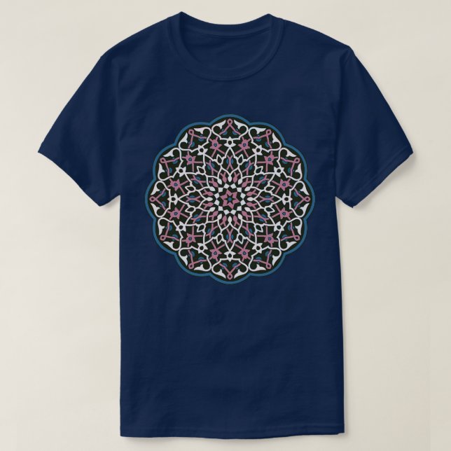 Camiseta Patrón circular Vector Art Azul Rosa Blanco (Diseño del anverso)