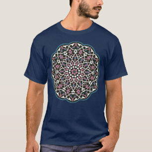 Camiseta Patrón circular Vector Art Azul Rosa Blanco