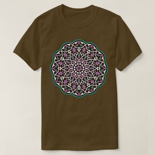 Camiseta Patrón circular Vector Art Magenta Verde Blanco Ro (Diseño del anverso)