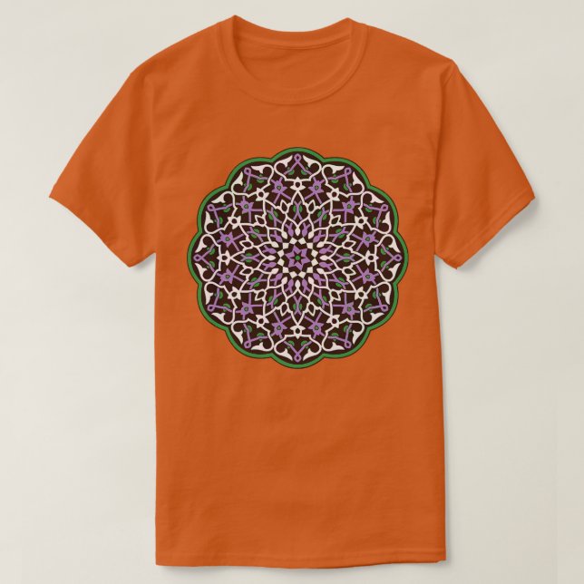 Camiseta Patrón circular Vector Arte Violeta Verde Blanco (Diseño del anverso)