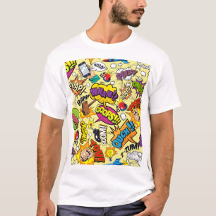 Camiseta Patrón colorido de elementos cómicos