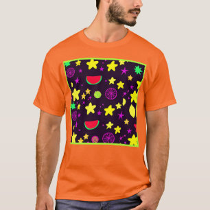 Camiseta Patrón Colorido De Estrella Y Frutas