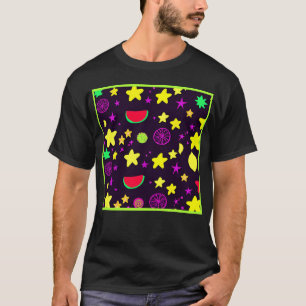 Camiseta Patrón Colorido De Estrella Y Frutas