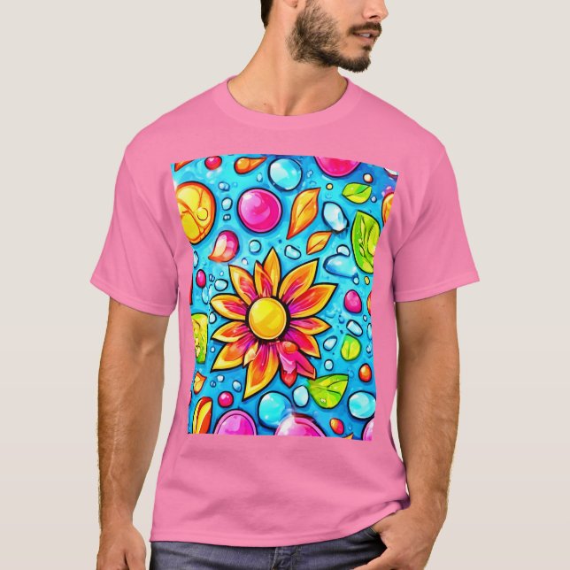 Camiseta Patrón colorido de flores abstractas (Anverso)