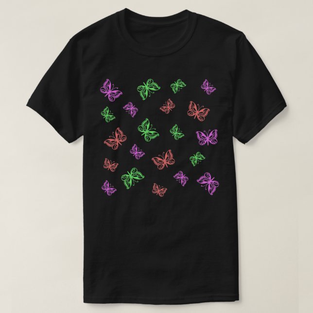 Camiseta Patrón colorido de las mariposas lindas (Diseño del anverso)