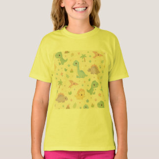 Camiseta Patrón continuo pastel de dinosaurio bebé lindo pa