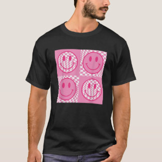 Camiseta Patrón controlado Sonrisa cara meme rosa cara feli
