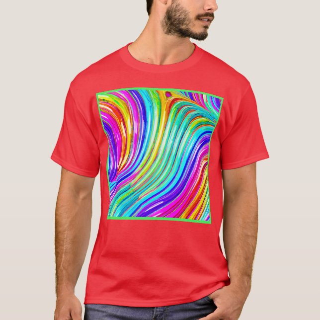 Camiseta Patrón de abstracción de color arcoiris 3D (Anverso)