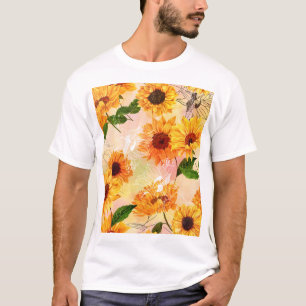 Camiseta Patrón de acuarela de girasoles amarillos dibujado