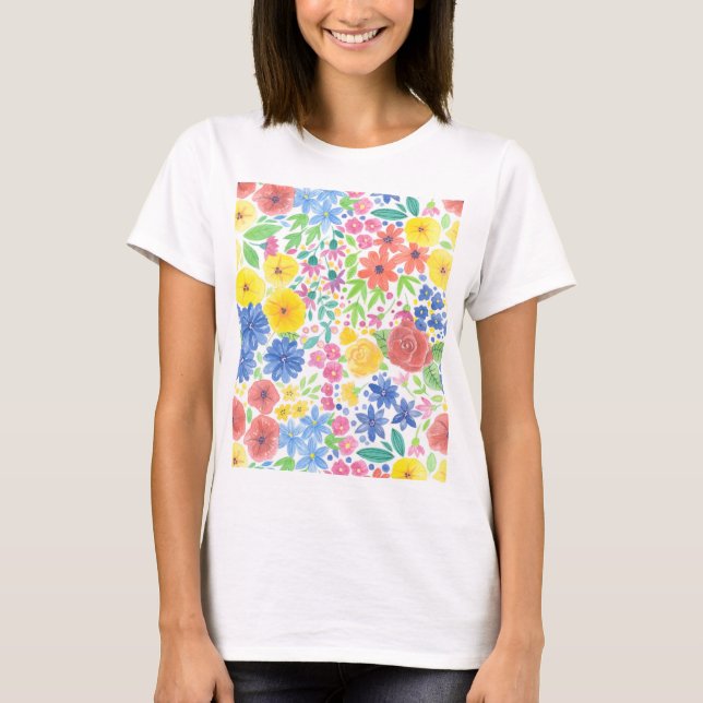 Camiseta Patrón de acuarela floral (Anverso)