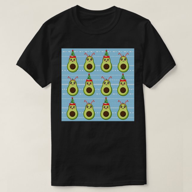 Camiseta Patrón de aguacate de Navidades pequeños (Diseño del anverso)