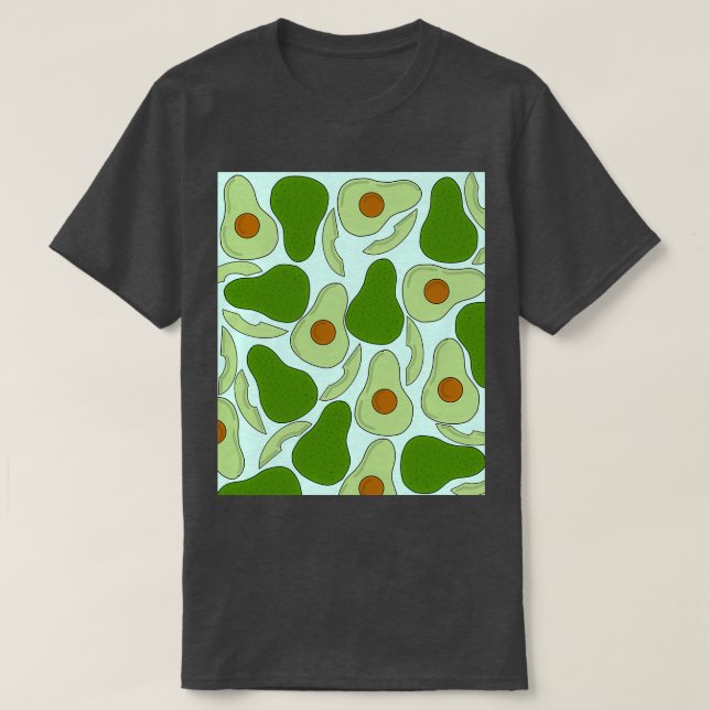 Camiseta Patrón de aguacate en verde (Diseño del anverso)