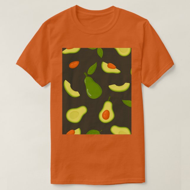 Camiseta Patrón de aguacate Verde oscuro (Diseño del anverso)