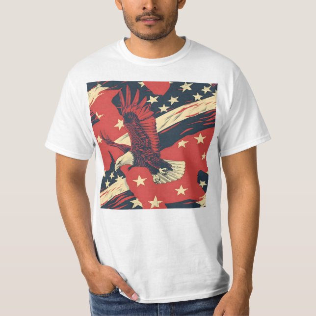 Camiseta Patrón de águila roja calva en mosaico (Anverso)
