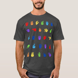 Camiseta Patrón de alfabeto de arcoiris ASL