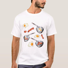 Camiseta Patrón de alimentos de desayuno de tocino y huevos