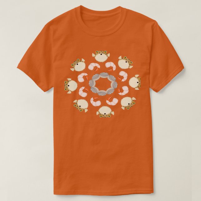 Camiseta Patrón de alimentos de Puffer radial (Diseño del anverso)