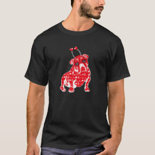 Camiseta Patrón de amor revestido de bulldog Perro Cabeza C