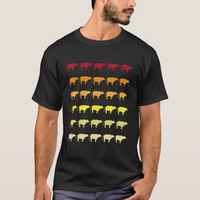 Camiseta Patrón de animales del retro de búfalo (Anverso)