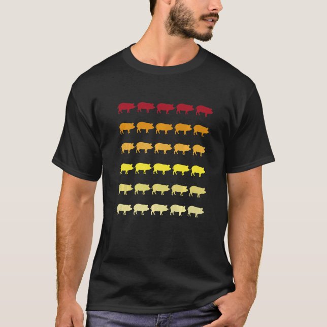 Camiseta Patrón de animales retro de cerdo de Guinea (Anverso)