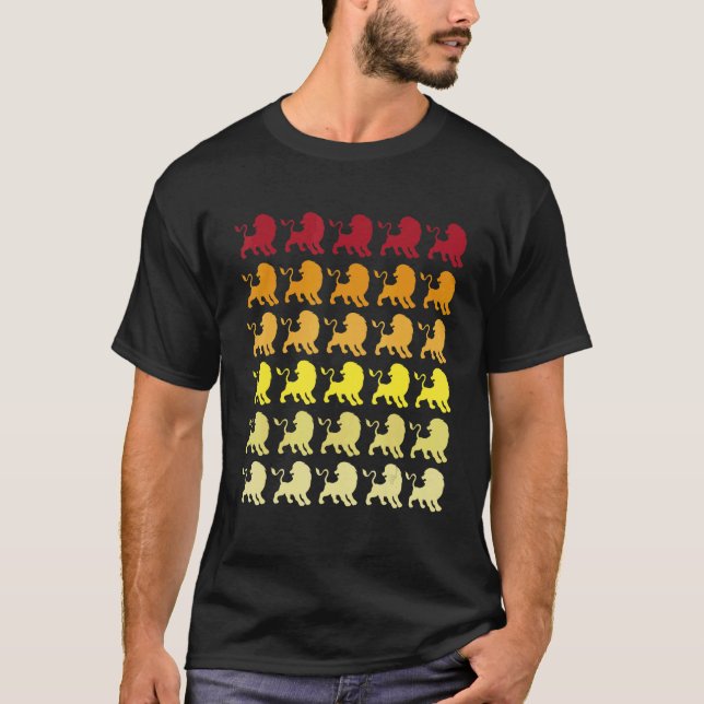 Camiseta Patrón de animales retro de leones (Anverso)