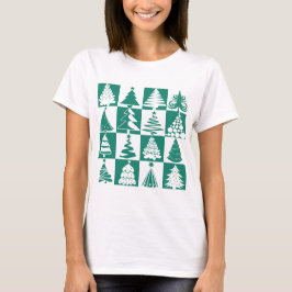 Camiseta Patrón de árbol de Navidad verde moderno