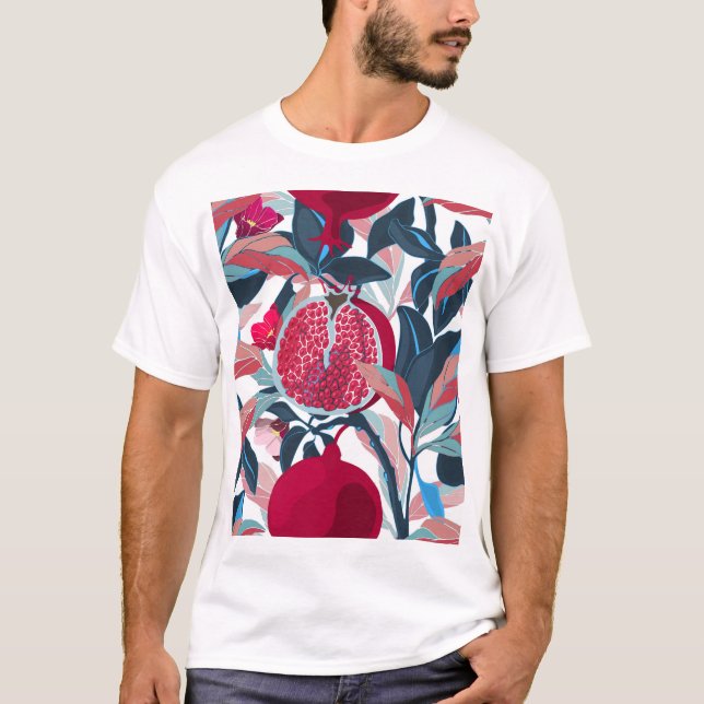 Camiseta Patrón de árbol granado de flores de arte (Anverso)