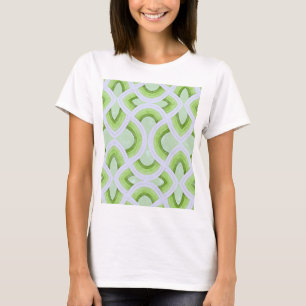 Camiseta Patrón de arcoíris groovy vintage en salvia y kiwi