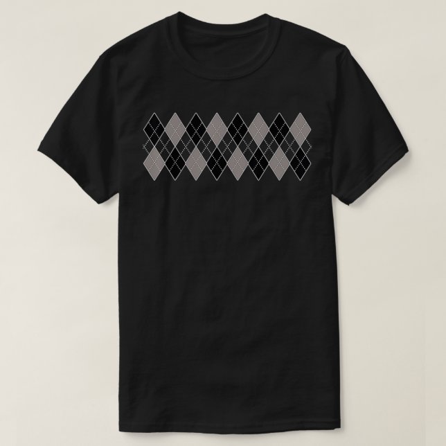 Camiseta Patrón de Argyle Negro y Gris Patrón Gran Argyle (Diseño del anverso)
