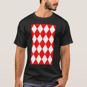 Camiseta Patrón De Arlequín Grande Geométrico Rojo Y Blanco